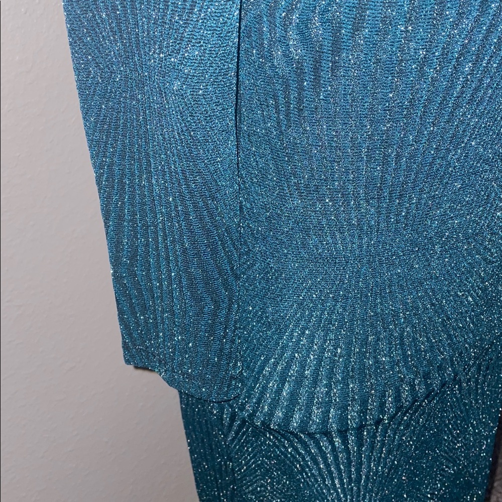 Trixxi Shimmering Teal Long Sleeve Dress - Picture 3 of 8